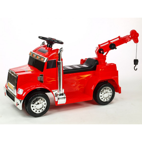 Dětský elektrický náklaďáček Super Truck s funkčním jeřábem a 2.4G dálkovým ovládáním, ČERVENÝ
